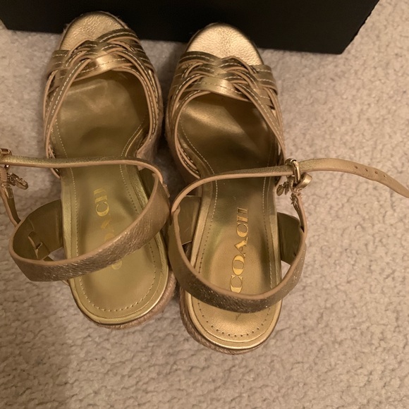COACH gold wedge sandals !! - Picture 3 of 8